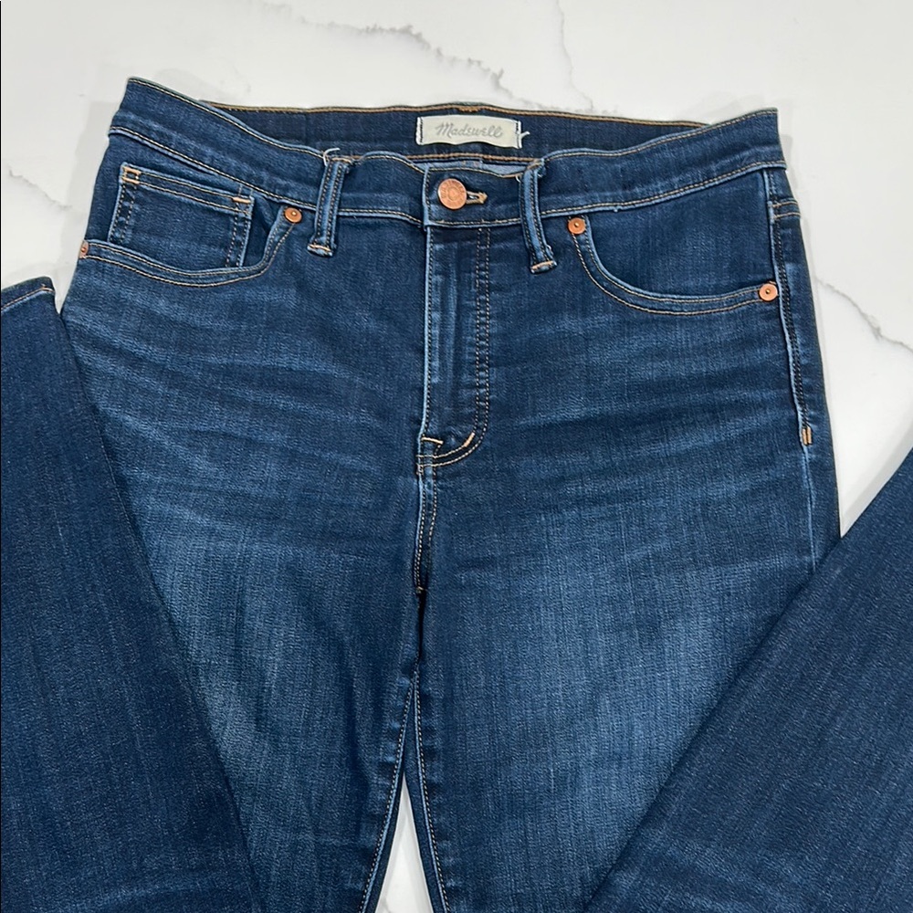Madewell Blue High Rise Skinny Jeans with Medium-Dark Wash